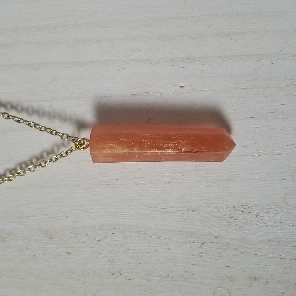 Peach Faux Crystal Necklace